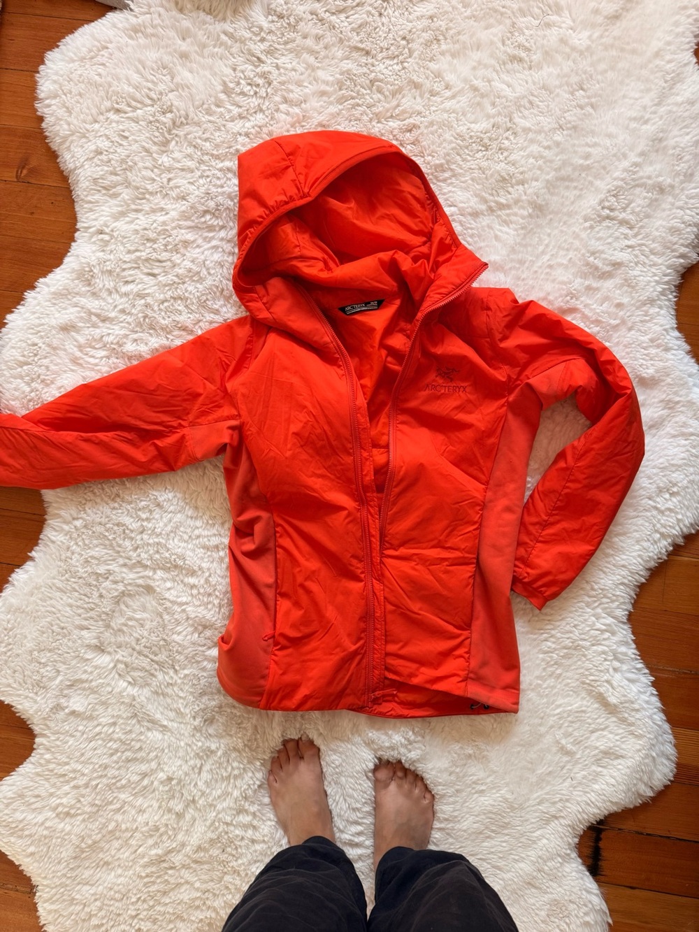 Arc'teryx Orange Hooded Rain Jacket